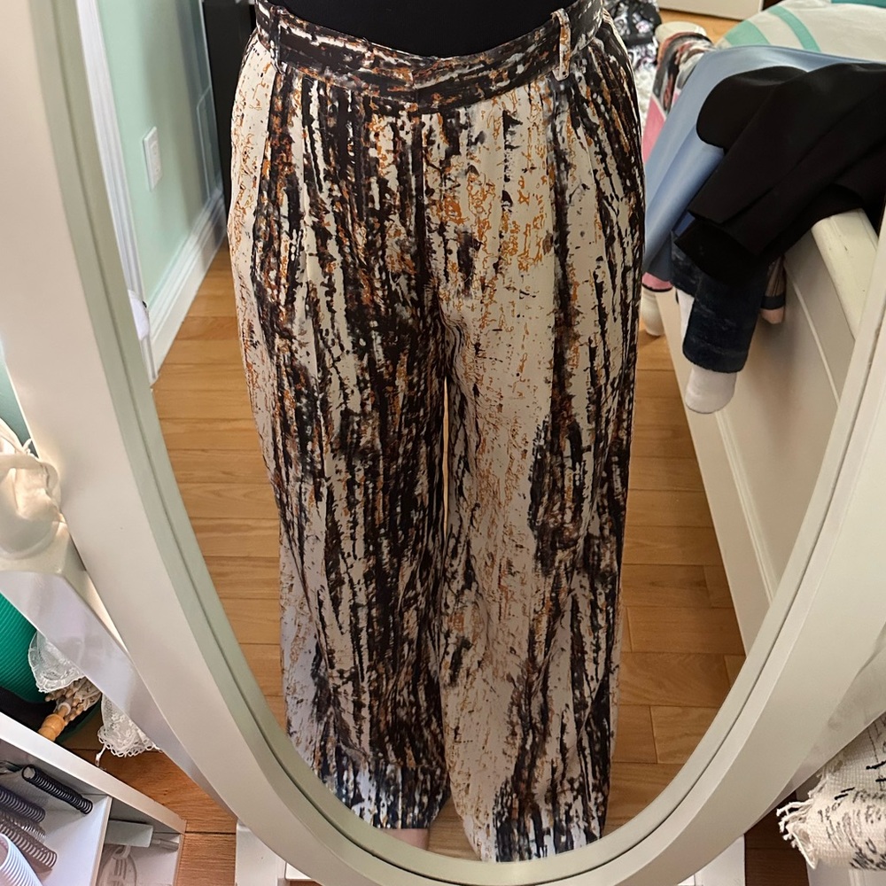 Zara Abstract Print High Rise Wide Leg Pants